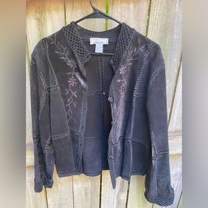 Vintage S.M.H. Suede/Crochet/Embroidered Panel Jacket​